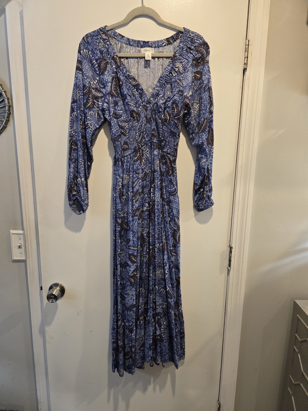 Japna Blue Paisley V-Neck Maxi Dress